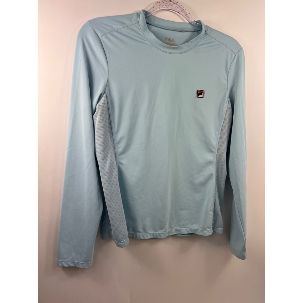 Fila Workout Top Women's‎ Size M Light Blue Long Sleeve Activewear Running